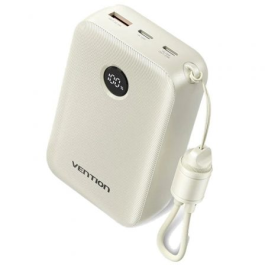 Vention FKBN0-C Powerbank 20000mAh 22.5W Beige con Cable USB-C Incorporado Compacto y Portátil