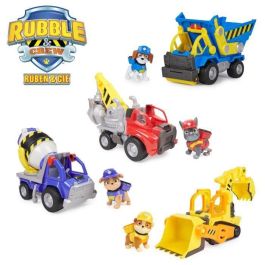 Spin Master 6066511 Vehículo Clásico Rubble & Crew Bulldozer Patrulla Canina Camión Construcción con Pala y Excavadora