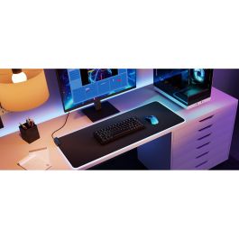 HYTE CNVS Alfombrilla de ratón para juegos XXL, Negro, para Gaming, con USB y Retroiluminación LED