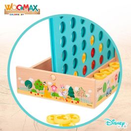 WOOMAX Juego Cuatro en Raya de Madera Disney con 37 Piezas, Tablero 25x15.5cm, Edad +3 años