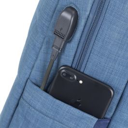 Rivacase 8365 Mochila para Portátil de 17.3" Biscayne, Poliéster Azul. Ideal para viaje o uso diario.