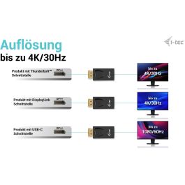 I-Tec Adaptador DisplayPort a HDMI Pasivo 4K/30Hz Negro - Conectar y Usar