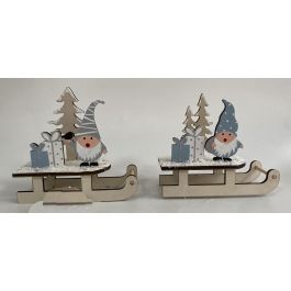 DKD Home Decor Decoración Navidad Fantasía Trineo MDF Azul Gris Surtido 11x5.5x12.5 cm (12 Unidades) Precio: 18.12096. SKU: B18SYLK2CP