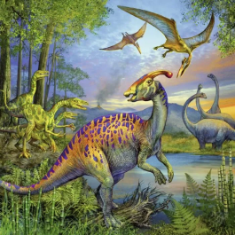 Ravensburger Puzzle 3x49 pcs Fascinación de dinosaurios, 2 rompecabezas de 12 piezas, para niños a partir de 5 años
