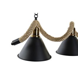 DKD Home Decor Lámpara de Techo Loft Negra y Natural, de Metal y Cuerda, 3 Bombillas E27 50W, 18x20x85cm