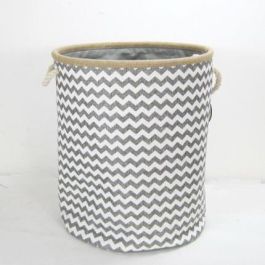 DKD Home Decor Cesta Boho Gris Blanco 38 x 45 x 38 cm Poliéster Yute Zig Zag Precio: 12.68999963. SKU: S3018575