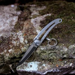 True Navaja Llavero Minimalista Acero Inoxidable 420 Ligera con Pasador de Bloqueo