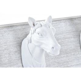 DKD Home Decor Perchero de Pared Estilo Cottage con Caballos, de MDF y Resina, Blanco y Marrón, 38x11x9 cm (Ancho x Alto x Fondo), Pack 2 Unidades