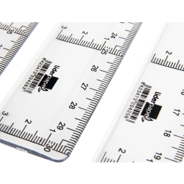Liderpapel Regla Plástico Cristal Transparente 40 cm con Borde Biselado y Graduación Vertical y Horizontal
