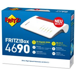 AVM FRITZ!Box 4690 Router Wi-Fi 7 Doble Banda (2,4 GHz / 5 GHz) Ethernet Rojo Blanco