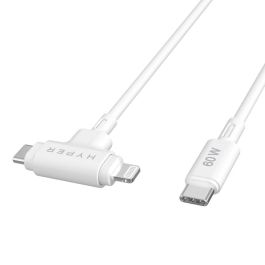 HYPER HyperJuice Cable USB C a USB C/Lightning USB 2.0 1.5m Blanco