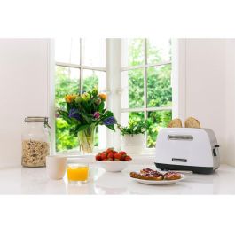 KitchenAid 5KMT2115EWH Tostadora de 2 rebanadas, 1100W, Acero Inoxidable/Blanco, Control ajustable, Bandeja recogemigas