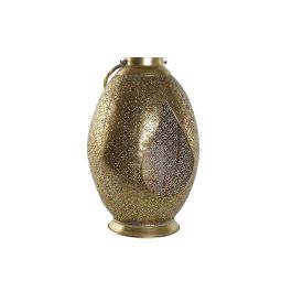 DKD Home Decor Portavela Árabe de Metal y Cristal Dorado 24x38.5x24 cm