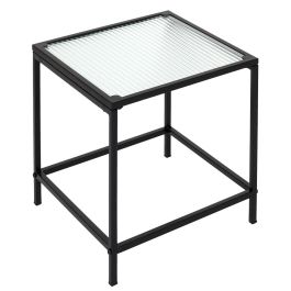 Home Deco Factory Juego 2 Mesas Auxiliares Nido Essentiel Metal y Vidrio 40x40cm y 35x35cm