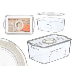 Kinvara Organizador Nevera con Tapa y Asa, Plástico PET/PP, Blanco/Transparente, 26.3x10.8x16 cm (Set de 12) Precio: 32.49999984. SKU: B1465NK4EH