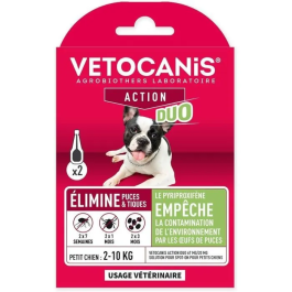 Vetocanis Duo Spot on Control de Pulgas y Garrapatas para Perros Pequeños - 2 Pipetas - Eficacia 7 Semanas