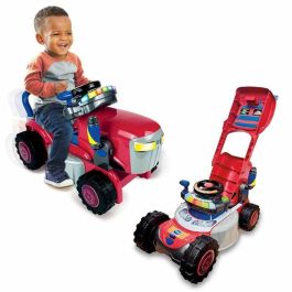 Triciclo Infantil de Plástico 2 en 1 Convertible en Tractor y Cortacésped Rojo para Niños de 12 a 36 Meses con Sonidos y Luces