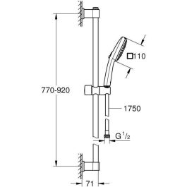 Grohe 26932001 Set de ducha Vitalio Comfort 110 con rociador 3 chorros, barra 90 cm y flexo, ahorro de agua, cromo. Grohe 26932001 Set de ducha Vitalio Comfort 110 con rociador 3 chorros, barra 90 cm y flexo, ahorro de agua, cromo.