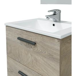 Forés/Arkit Mueble de baño suspendido roble alaska 2 cajones soft close con espejo 60x45x57 cm Forés/Arkit Mueble de baño suspendido roble alaska 2 cajones soft close con espejo 60x45x57 cm