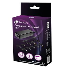 LEOTEC LENCSHOME10 Cargador Universal Portátil 70W 15-20V Negro para Notebook Corriente Alterna Interior