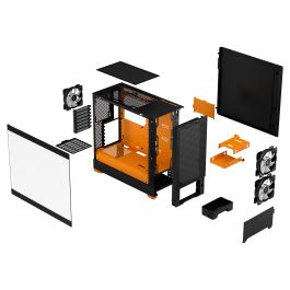 Fractal Design Pop Air RGB Orange Core TG Clear Tint Caja Torre PC con Ventana Cristal Templado y RGB Negro Naranja ATX mATX Mini-ITX