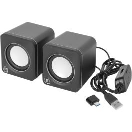 MANHATTAN Lautsprecher fr PC und Laptop 2600 Series zwei verbundene Lautsprecher 1.4 m USB-Kabel USB-C/USB-A-Adapter schwarz/silber