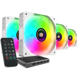 Mars Gaming MF-SI4KIT Pack 4 Ventiladores 12cm ARGB + HUB + Mando a Distancia Blancos Infinity Mirror Ultrasilenciosos