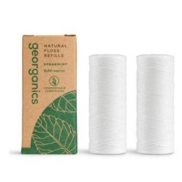 GEORGANICS Hilo Dental vegano de Hierbabuena con aceite de ricino, 2 unidades de 50 metros para higiene bucal diaria Precio: 7.49999987. SKU: B14467M723