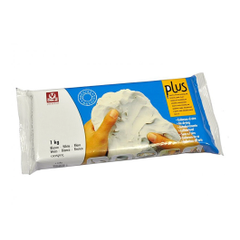 Sio-2 Arcilla Plus Blanca 1 kg, Pasta Cerámica Didáctica para Manualidades y Modelaje, Seca al Aire Sin Cocción