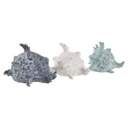 DKD Home Decor Decoración Mediterráneo Blanco Azul Resina Caracola 16 x 12 x 22 cm (6 Unidades)