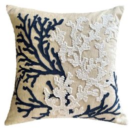 DKD Home Decor Cojín Mediterraneo Crema Azul Chenilla Zipper 45 x 15 x 45 cm (2 Unidades) Precio: 23.94999948. SKU: B1EGFAEHX7