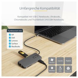 Startechcom 115B-USBC-MULTIPORT Docking Station USB-C, HDMI 4K 60Hz, 100W PD, 3x USB-A, Ethernet Gigabit, Lector SD/MicroSD, Compatible Multiplataforma