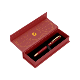 Belius Bolígrafo Soiree Aluminio Color Granate y Dorado Tinta Azul Caja Diseño Art Deco 0.8 mm