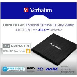 Verbatim EXTERNAL ULTRA HD 4K EXTERNAL SLIMLINE BLU-RAY WRITER USB 3.1 GEN 1 WITH USB-C CONNECTION Verbatim EXTERNAL ULTRA HD 4K EXTERNAL SLIMLINE BLU-RAY WRITER USB 3.1 GEN 1 WITH USB-C CONNECTION