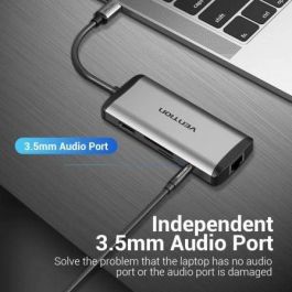 Vention THAHB Docking USB-C 9 en 1 | HDMI 4K, 3xUSB 3.0, Ethernet, Lector SD/TF, Audio, PD 87W | Gris