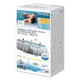 Intex Piscina Ovalada Desmontable Prism Frame 503x274x122 cm con Depuradora, Escalera, Cobertor y Tapiz (13365 Litros)
