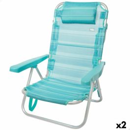 Silla de Playa Aktive Plegable Turquesa 48 x 84 x 46 cm (2 Unidades)