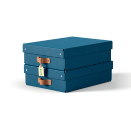 Leitz Caja de almacenaje cartón mediana baja con asa de piel, pack de 2 unidades, azul, para documentos A4/portátiles Precio: 31.89000012. SKU: B1H87ZHHNP