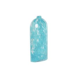 DKD Home Decor Jarrón Decorativo de Cristal Azul Estilo Mediterráneo, 28 cm Alto