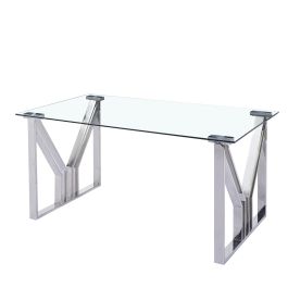 Mesa Comedor Moderno DKD Home Decor Plateado Transparente 90 x 75 x 180 cm