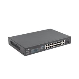 Lanberg Switch 18 Puertos 100Mb con 16 Puertos PoE+ y 2 Puertos Combo UpLink Gigabit para Fibra Óptica y Ethernet Montaje Rack 1U
