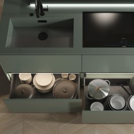 Emuca Cajón exterior Vertex con regulación 3D de altura 131mm, 60kg, profundidad 500mm, Acero, Gris antracita