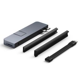 Hyper HyperDrive DUO PRO Hub USB-C 7 en 1 para MacBook Pro/Air, iPad, PC. HDMI 4K, Gigabit Ethernet, USB-A/C, Audio, Thunderbolt 4. Grey.
