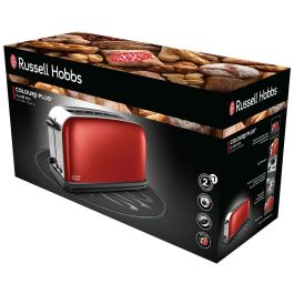 Russell Hobbs 21391-56 Tostador de ranura alargada con regulador ajustable del nivel de tueste, función para pan congelado y bandeja recogemigas, Flame Red