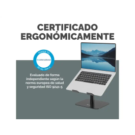 Fellowes Soporte para Portátil Aluminia Negro, Peana Ergonómica Ajustable, 280x245x65 mm