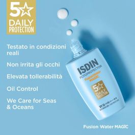 Isdin Fotoprotector Facial Fusion Water Magic SPF50 50 ml - Protector Solar de Fase Acuosa, Ultraligero y de Absorción Inmediata