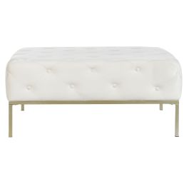 DKD Home Decor Descalzadora Blanco Dorado 100 x 45 x 100 cm Poliester Metal Capitone