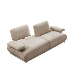 DKD Home Decor Sofá Urban Crudo 220x111x85 cm Poliéster con Respaldo y Brazos Abatibles Patas Madera