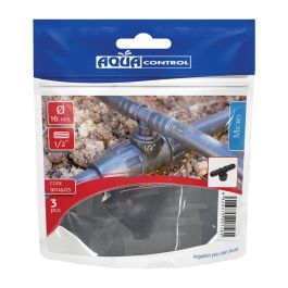 Aqua Control T Mixta para Tubos Ø16 mm a Rosca 1/2 Pulg, Polipropileno, Negro, 3 Unidades