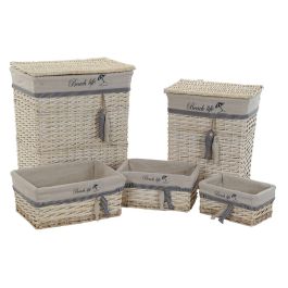 DKD Home Decor Cesta Mediterráneo Hecha a Mano con Diseño Peces, Poliéster y Algodón, Beige y Azul, 35x47x56 cm, Set de 5 Precio: 75.79000044. SKU: B1KBWTZCHF